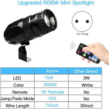 2 Stuks LED-Spotjes, 15W Discobalspot, RGBW Spiegelbolverlichting met Afstandsbediening, LED-Pin EU-Stekker