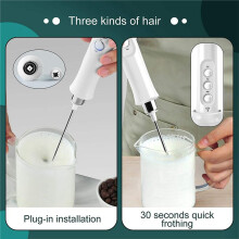 2set USB Electric Milk Frother 3 Speeds Cappuccino Coffee Foamer 3 Whisk Handheld Egg Beater Hot Chocolate Latte Drink