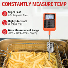 TP510 Waterproof Digital Candy Thermometer with Pot Clip, 8.1" Long Probe Instant Read Food Cooking Meat Thermometer