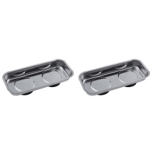 2X Sucker Stainless Steel Square Stainless Steel Magnetic Tray Strong Permanent Magnet Bowl 150x65Mm