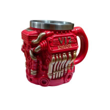 V12 Engines Stainless Steel Coffee Mug,Outdoor Cup Car Engine Coffee Cup with Insulated Handle for Car Lovers Gift Red