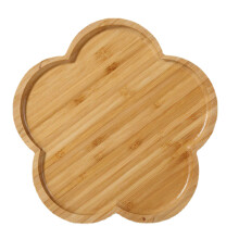 Plateau de service en bambou pour apéritifs, plateau compartimenté idéal pour les fêtes, les amuse-gueules, les fruits et les noix. Design rond