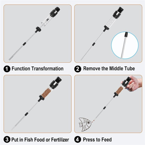 Fish Aquarium Multi-Function Siphon Pipette Waste Remover, Feeder  Sewage Suction Device 20Inch 1