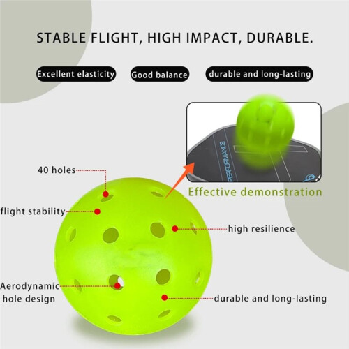40 Pro Pickleball Balls - 40Pcs, High Visibility Green, Seamless Professional Training 1