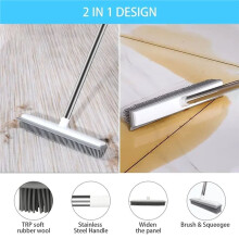 Rubber Broom Long Handle for Fur Remover Broom No Scratch Floor Brush for Fluff Carpet Floor Bathroom Cleaning Tools