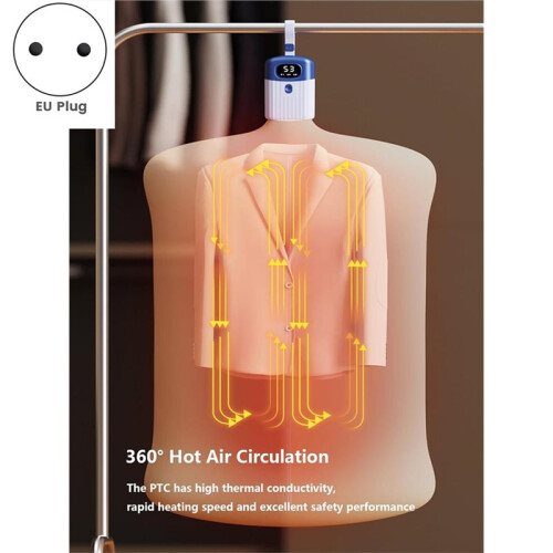 Portable Clothes Dryer Household Small-Sized Intelligent Clothes Dryer Foldable 3 Speed Adjustable with Timer EU 1