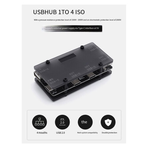 USBHUB 1 to ISO Onboard 4-Channel USB  USB 2.0 Compatible with Multi-System 480Mbps Plug and 1