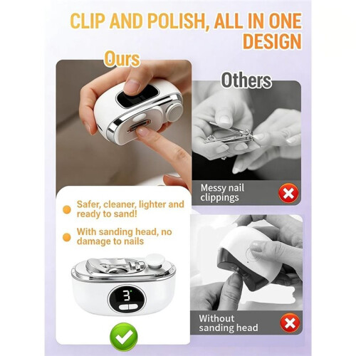 Electric Nail Clipper Dual-Blade Design Three Adjustable Speed Settings Nail Manicure Tools Large Display Screen 2