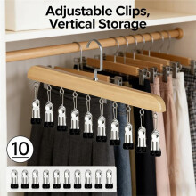 Kleiderschrank-Organizer mit 10 Clips - Platzsparender Hänge-Organizer für Leggings, Hosen und Schals
