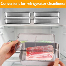 2 Pcs Cheese Container Deli Meat Storage for Refrigerator, Stainless Steel Luncheon Meat Storage with Lid Containers