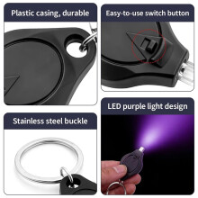 UV Light Keychain Torches, LED Blacklight, Money Checker for Paper Notes, Portable Flashlight for Retail and Travel