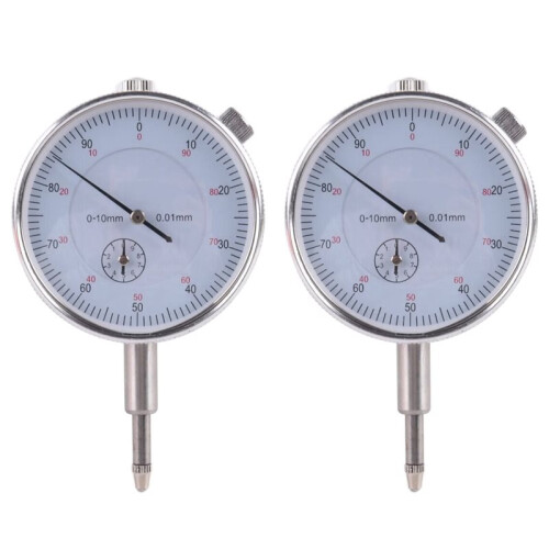 2X Dial Indicator Gauge 0-10mm Meter Precise 0.01 Resolution Concentricity Test