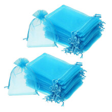 100 Piezas de 4 Por 6 Pulgadas Bolsas de Regalo de Organza Bolsas de Joyería con CordónBolsas (Aqua )