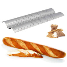 2Slot Baguette Baking Tray Nonstick Bread Baking Tray Stainless Steel Baking Pan