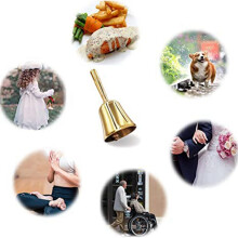 3X Super Laute Handbellglocke, Massives Messing Dinner Bell Service Bell Pet Training Bell Jingle Bell, Gold