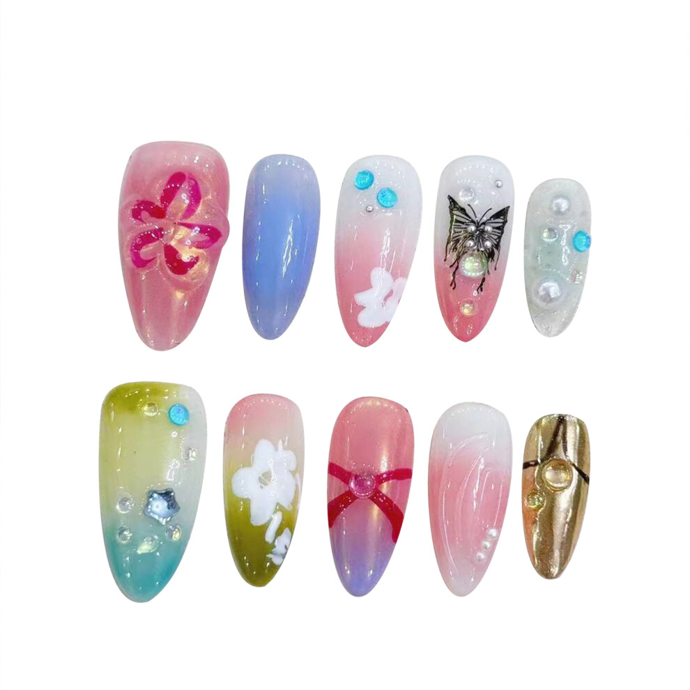 Reach-Tools (Xs) Butterfly Print Fake Nails - Lightweight & Easy To Apply