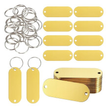 30 Pcs Stainless Steel Metal Stamping Blanks, 2-Inch Tags with Keyrings for Engraving