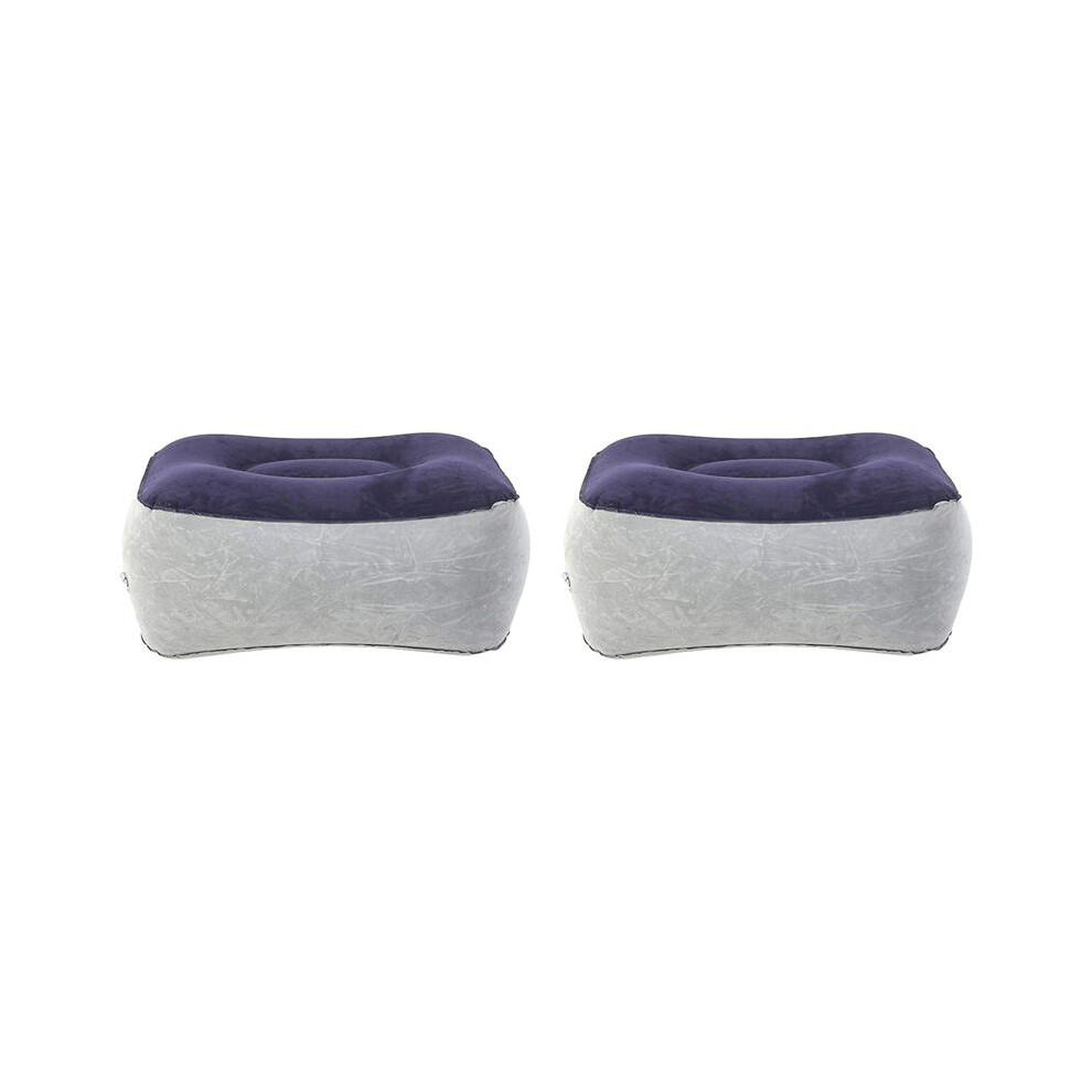 2X PVC Inflatable Foot Pad Pillow, Travel Flocking Pillow Relaxation Pad Outdoor Foot Massage Pad