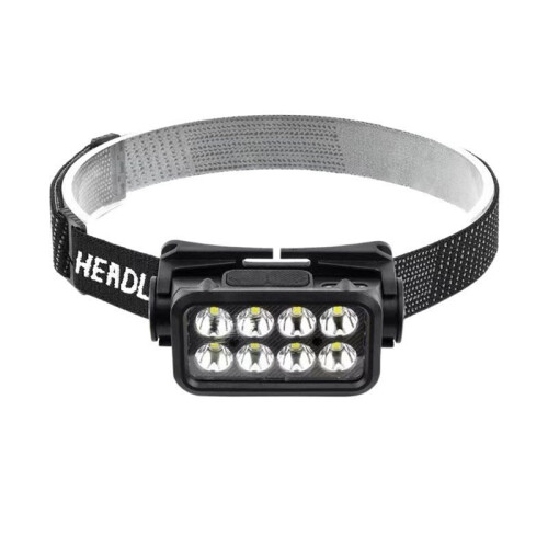 Linterna Frontal Recargable con Sensor de Movimiento, 8 Luces LED, para Pesca, Frontal, LED