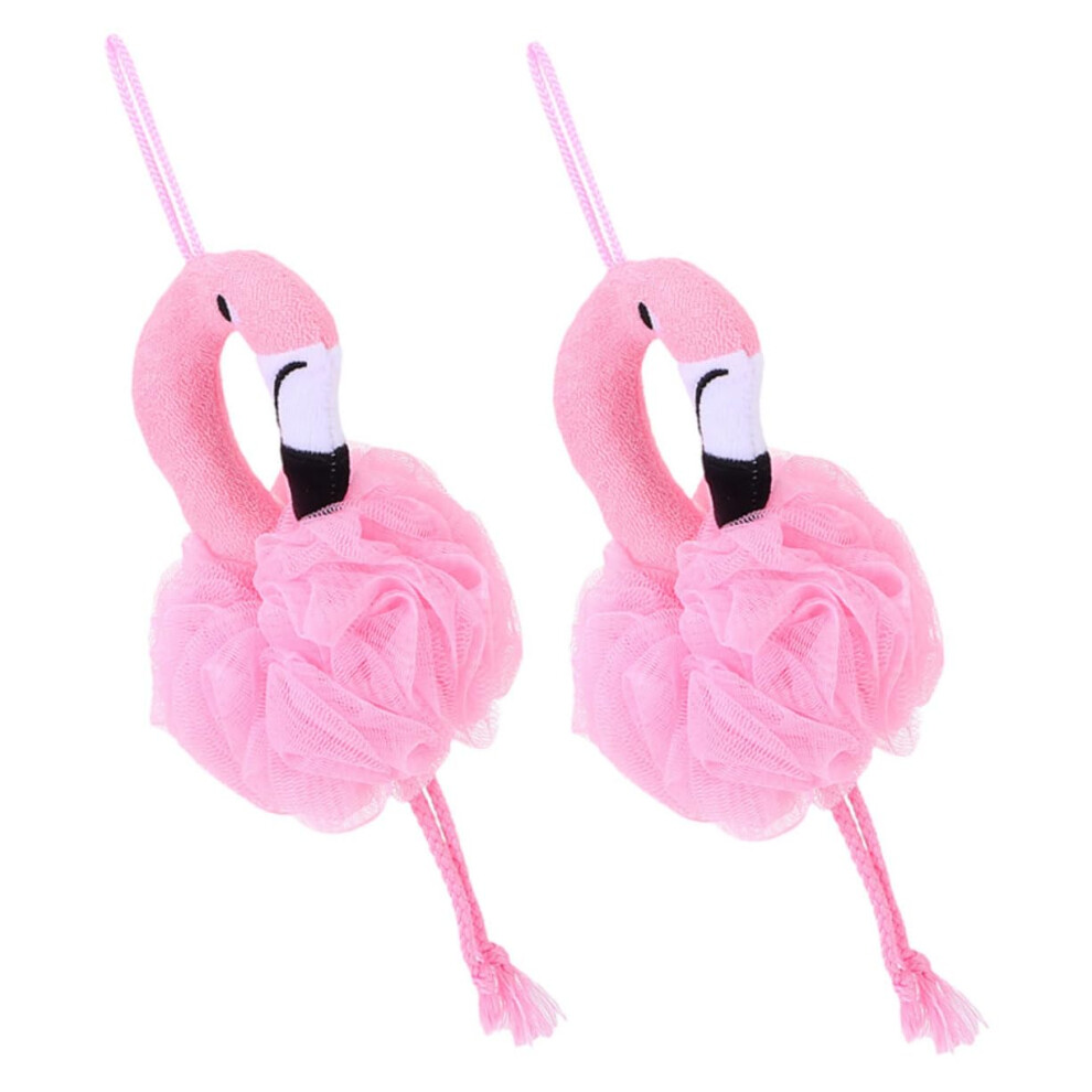 Flamingo Bath Sponge Set 2Pcs Loofah Shower Scrubber with Rich Lather Gentle Exfoliation for Home and Travel