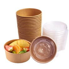 15 Pack 26oz Paper Bowls with Lids, Brown Food Containers for Hot and Cold, Party Picnic Ready