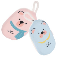 2pcs Cartoon Bear Bath Sponge and Shower Scrubber for Kids and Adults with Gentle Exfoliation
