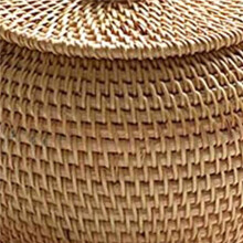 2X Ronde Rotan Doos met Deksel, Handgeweven Opbergdoos, Multifunctionele Desktop Lade Opbergmand Decoratie voor Thuis