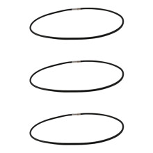 3Pcs 3mm Black Rubber Cord Necklace with Stainless Steel Closure - 18 Inch