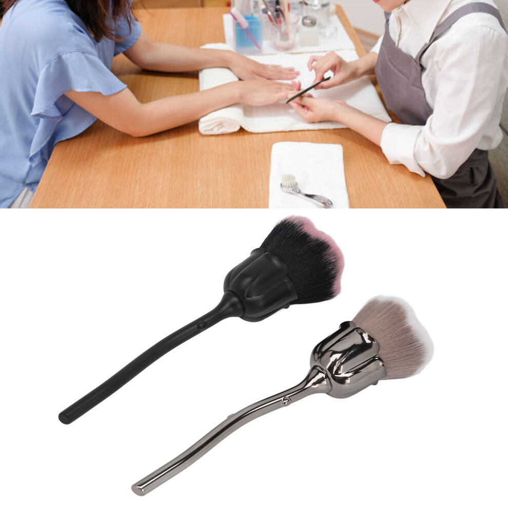 2pcs Rose Flower Makeup Fluffy Soft Brush Face Powder Blush Nail Dust Remover