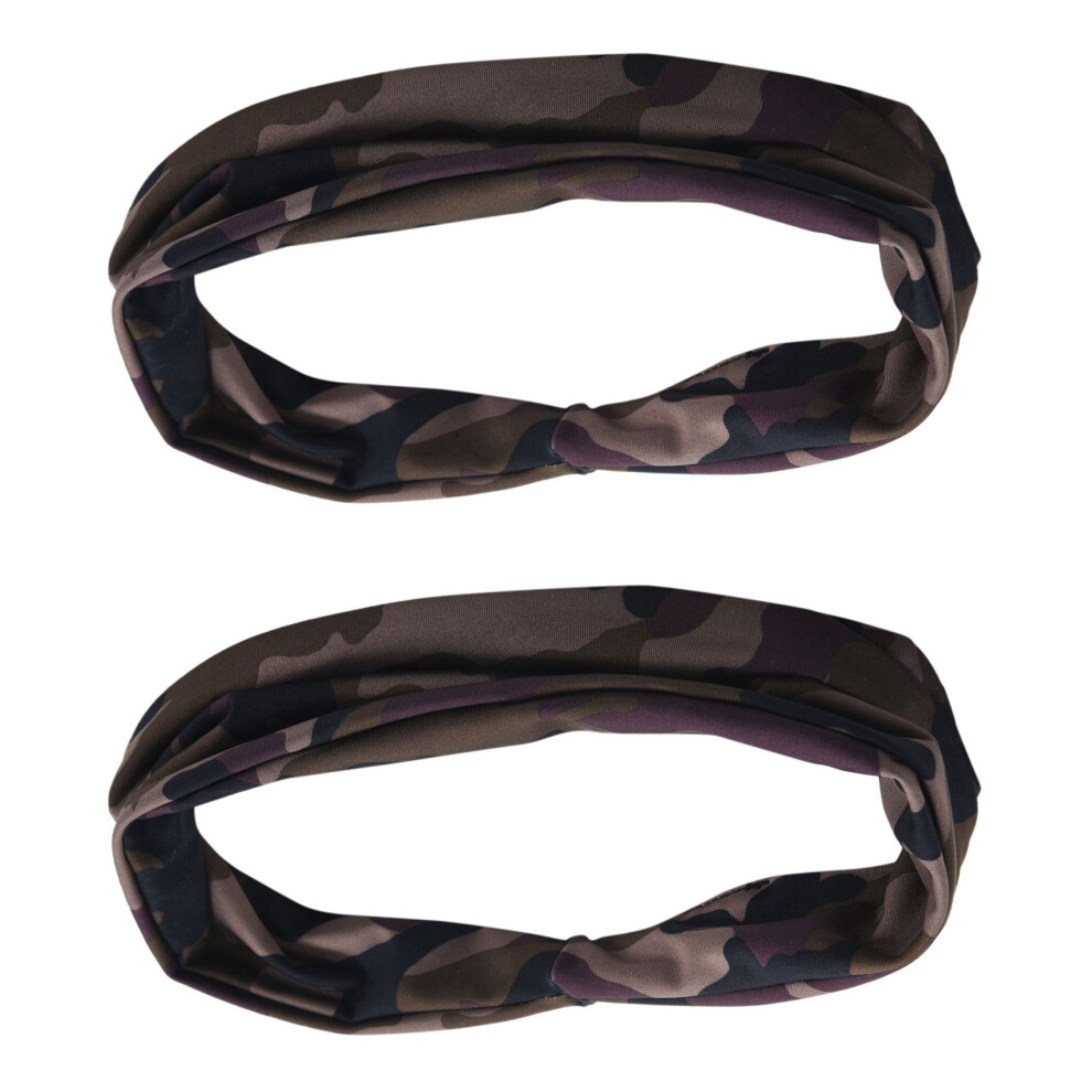 2X Gym Sports Absorbent Sport Sweat Headband Elastic Sweatband for Men and Women Yoga Hair Bands Sweat BandsâCamouflage