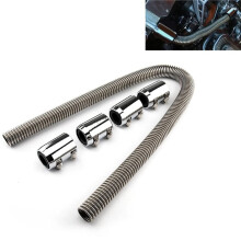 Universal 48" Car Engine Cooling Stainless Steel Radiator Hose Kit and Stainless Steel with Chrome-Plated Cap Clamp