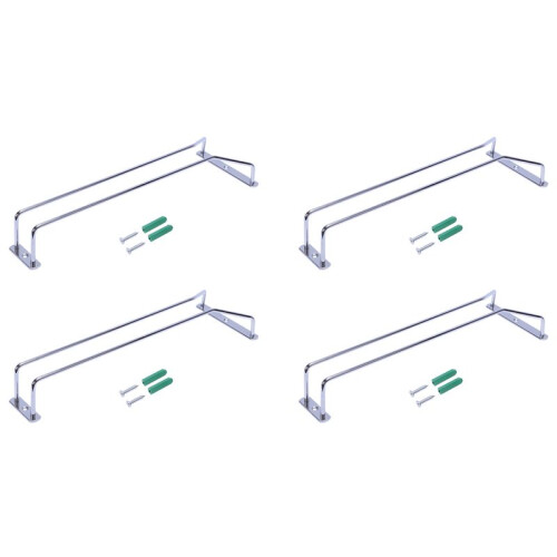 4X Glas Wein Champagner Cup Hangers Rack Halter mit Schrauben (Silber)