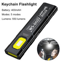 LED Keychain Flashlight Rechargeable 550LM Portable  Torch Pocket Lantern Flood Work Light Magnet for Emergency