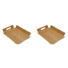 2X Luxus Schreibtisch Tisch Bambus Im Bett Brot Holz Schale Holz Obst Frühstück Lebensmittel Kuchen Kaffee Tee Tablett mit Griffen