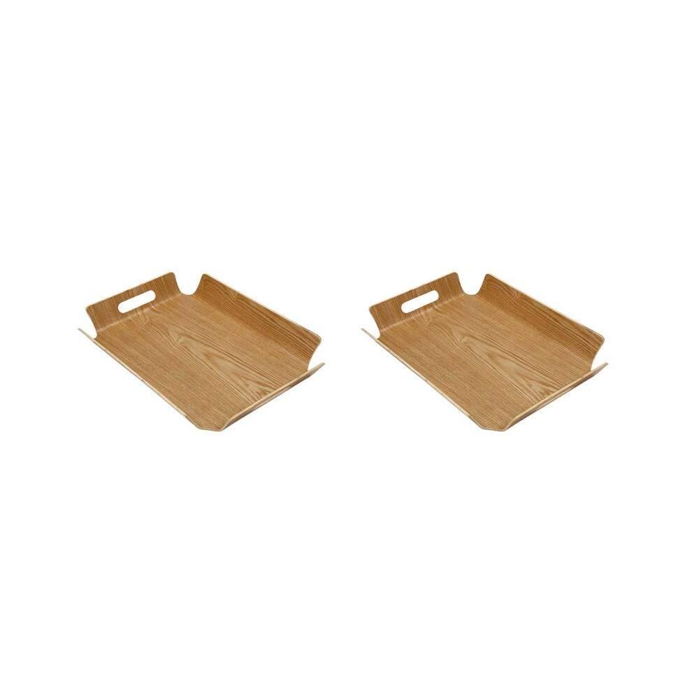 Brecantia 2X Luxury Desk Table Bamboo In Bed Bread Wooden Tray Wood Fruit Breakfast Food Cake Coffee Tea Serving Tray With Handles