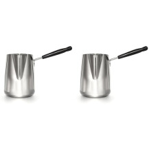 2X 1000Ml Butter Warmer Stainless Steel Milk Warmer Pot with Handle Butter Pan Turkish Coffee Pot Chocolate Melting Pot