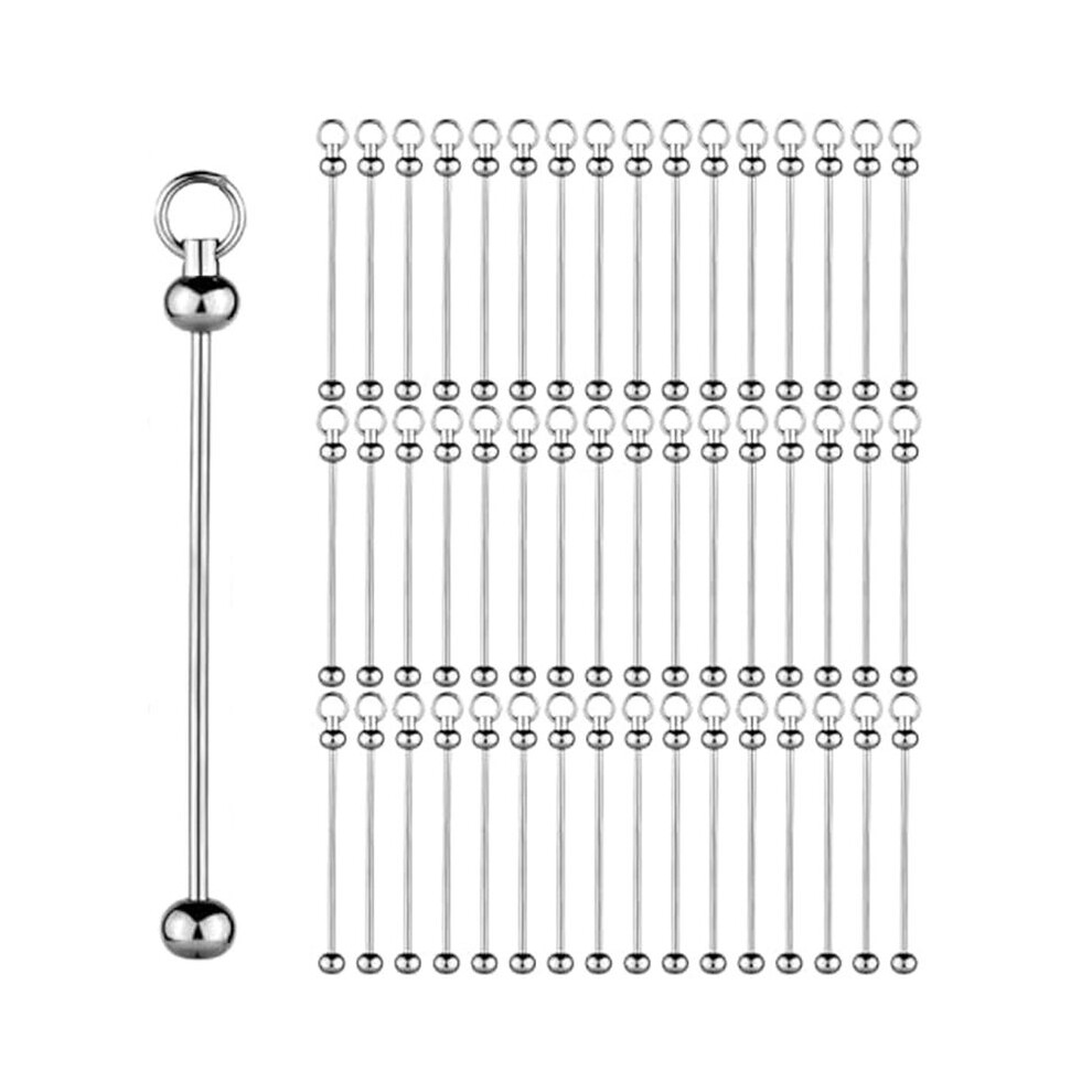 150Pcs Blank Beadable Keychain Bars,Metal Diy Bead Keychain Bar Charms Eady Detachable Key Chain Making Accessories 6031145842211