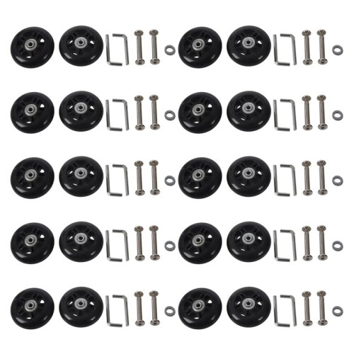 20Set 64X18mm Luggage Suitcase / Inline Outdoor Skate Replacement Wheels Black