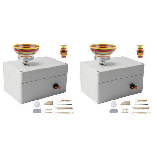 2X Pottery Wheel Machine, USB Pottery Making Kit with 12Pcs Ceramic Clay Tools, Electric Pottery Wheels DIY Kits