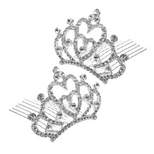 2pcs Mini Princess Rhinestone Tiara Comb for Toddler Girls Dance Performance and Birthday