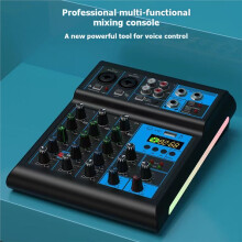 Four Channel Mixer DJ Mixing Console with  48V Power Monitor Karaoke System Type-C Mixer Audio