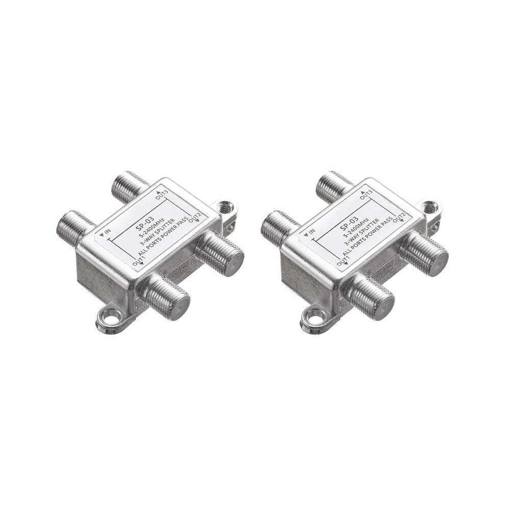 2X 3 Way Coaxial Cable Splitter,5-2400Mhz,Wroks With Catv,Stb Box,Satellite,Antenna System,High Speed Internet 4712103927370