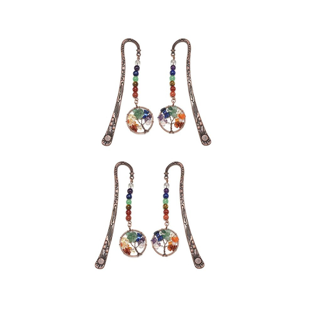 4X Chakra Crystal Bookmark Vintage Metal Tree Bookmarks For Women Student Teacher Graduation Christmas Gift 6031819276045