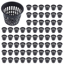 200pcs 3 Inch Heavy Duty Mesh Pot Net Cup Basket Hydroponic Aeroponic Planting Grow Clone Black