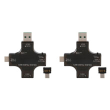 2X 2 in 1 Type C USB Tester Color Screen LCD Digital Multimeter, USB C Voltage Current Ampere Voltmeter Detector