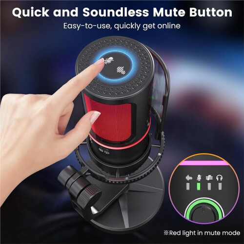 USB Condenser Gaming Microphone,with Filter Shock Mount&Gain Control for PC Streaming,Gaming,Podcasts 1