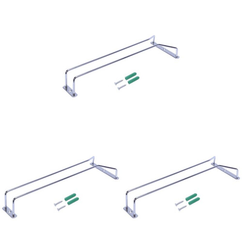 3X Glas Wein Champagner Cup Hangers Rack Halter mit Schrauben (Silber)