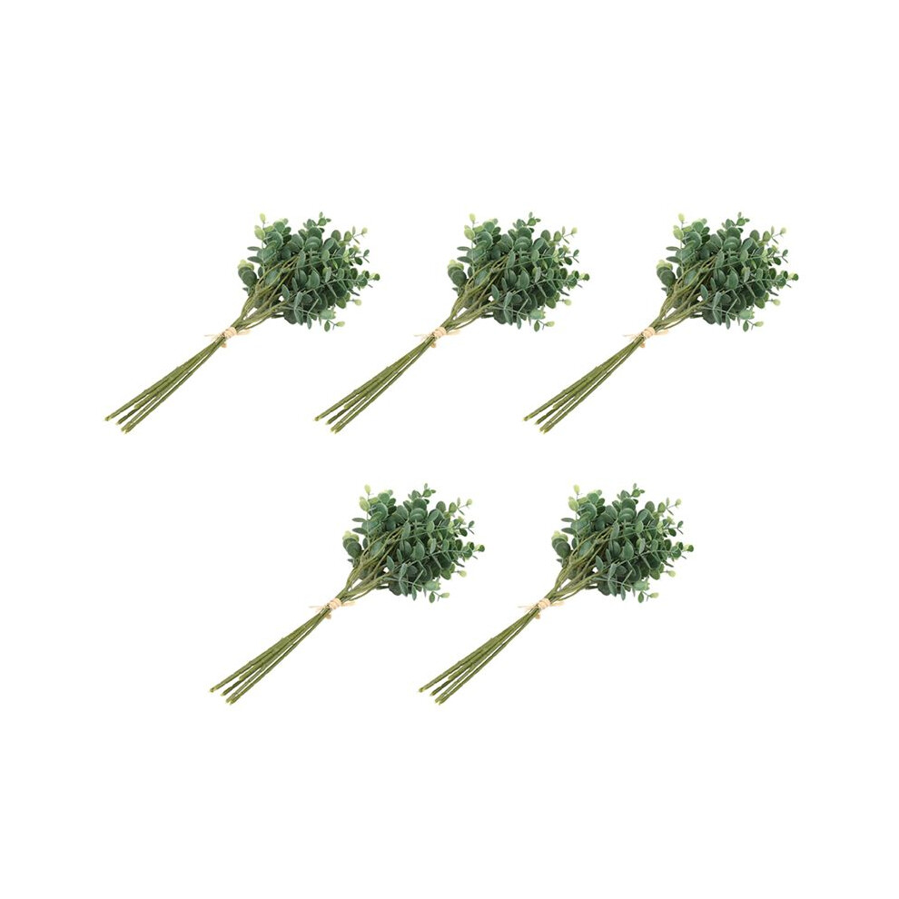 Semoic 30 Pcs Eucalyptus Plastic Artificial Leaves Bunch For Home Christmas Wedding Small Faux Foliage Fake Leaf Plant Green