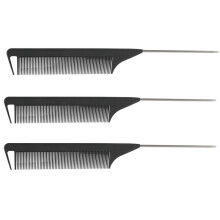 3Pcs Hot Fashion Black Fine-Tooth Comb Plastic and Metal Pin Anti-Static Hair Style Rat Tail Comb Styling Beauty Tools