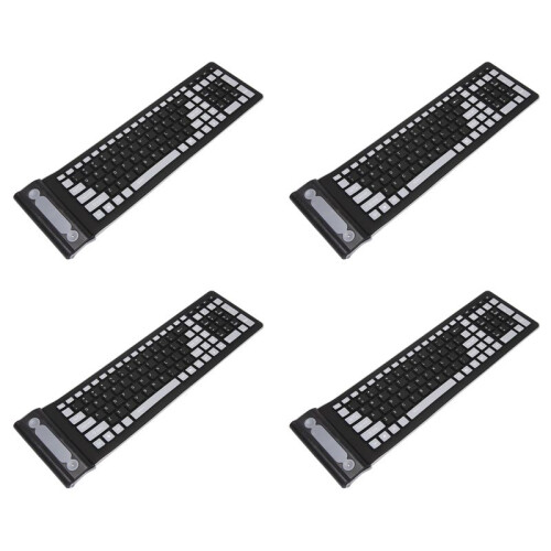 4X Portable  Flexible Roll  Water Resistant Washable Soft Silicone Wireless Keyboard with USB Receiver 1